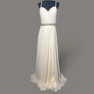 NWT Cinderella‎ Divine Peaches and Cream with Beaded Gold Belt sz 12